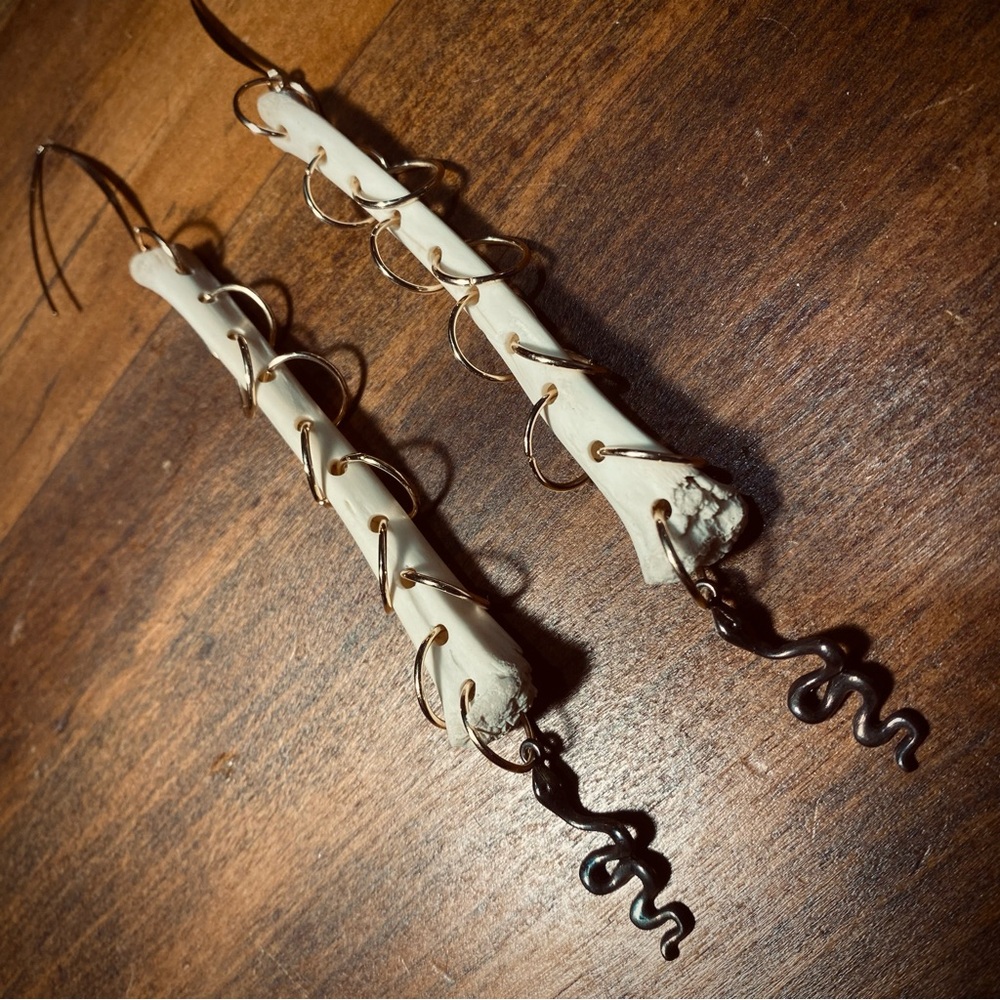 Real Possum Femur Bone Multi Hoop Snake Earrings